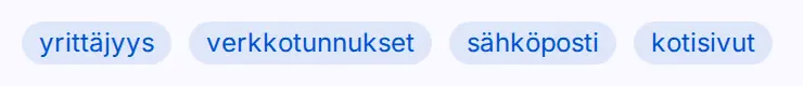 Artikkelin aihetunnisteet: yrittäjyys, verkkotunnukset, sähköposti ja kotisivut.
