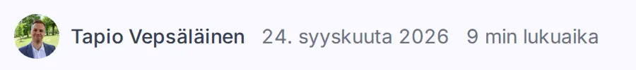 Artikkelin kirjoittajan kuva ja nimi, julkaisupäivä ja lukuaika.